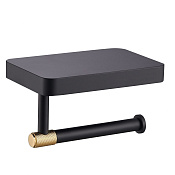 Wonzon & Woghand Majestic Держатель туалетной бумаги с полочкой, подвесной, цвет: черный/золотой WW-9226