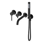 Wonzon & Woghand Stick Смеситель для ванны встраиваемый, излив 19,5 см, цвет: черный матовый WW-889017-MB