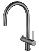 Wonzon & Woghand Смеситель для кухни с каналом для фильтрации воды, излив 21 см, цвет: темный графит WW-3211-BGG