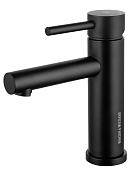 Wonzon & Woghand Смеситель для раковины, без д/к, длина излива 12 см, цвет: черный матовый WW-H9089-MB
