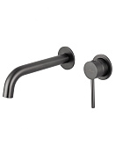 Wonzon & Woghand Stick Смеситель для раковины встраиваемый, излив 19,5 см, цвет: темный графит WW-88869017-BGM