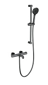 Wonzon & Woghand Смеситель для ванны термостатический с душевым гарнитуром, цвет: темный графит WW-C2006-A-BGG
