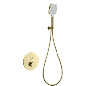 Wonzon & Woghand Смеситель для ванны термостатический с душевым гарнитуром, цвет: браширован. золото WW-D1017-A-BG