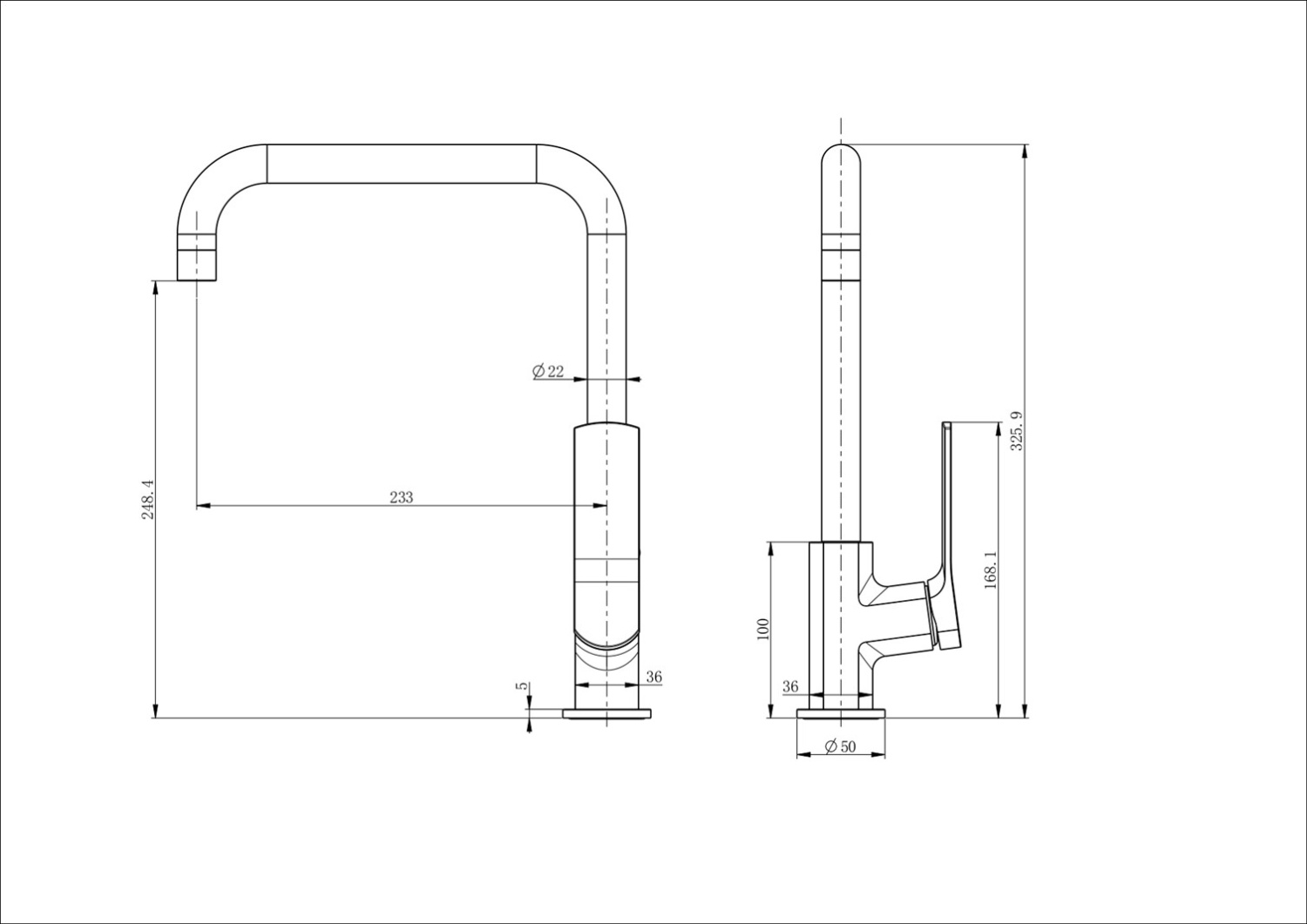 Wonzon & Woghand Смеситель для кухни, изливом 23,3 см, цвет: черный матовый WW-L1006-MB
