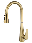 Wonzon & Woghand Смеситель для кухни с выдвижным изливом 21,3 см, цвет: брашированное золото WW-121E201B-BG