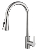 Wonzon & Woghand Смеситель для кухни с выдвижным изливом 23,25 см, цвет: брашированный никель WW-121E201L-BS