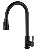 Wonzon & Woghand Смеситель для кухни с выдвижным изливом 23,25 см, цвет: черный матовый WW-121E201L-MB