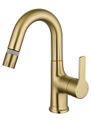 Wonzon & Woghand Смеситель для кухни с выдвижным изливом 14,39 см, цвет: брашированное золото WW-FE01L212-BG