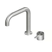 QuadroDesign Source Смеситель для раковины на 2 отв без д/к, излив 15, цвет: brushed stainless steel 1207AS