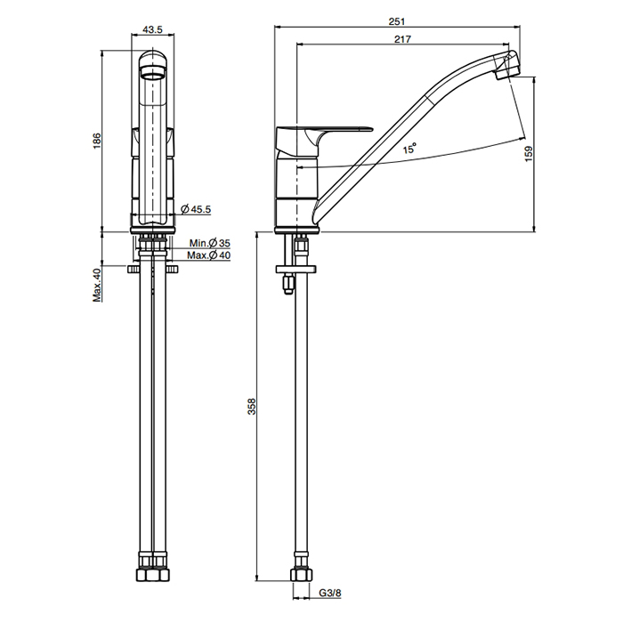 Fima Carlo Frattini Collettivita Смеситель на раковину с длинной ручкой, излив 21,7 см, цвет: chrome F3837/LCCR