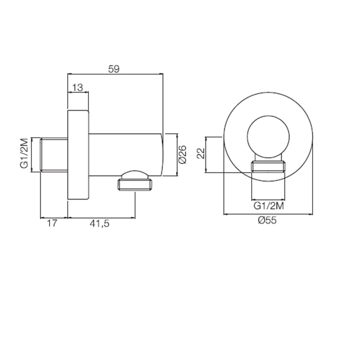 Fima Carlo Frattini Wellness Шланговое подключение без держателя душа 1/2х1/2, цвет: gold F2172OR