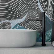 Fima Carlo Frattini Spillo Tech Смеситель для раковины высокий с д/к, излив 17 см, цвет: black matt F3031T/HXSVNS