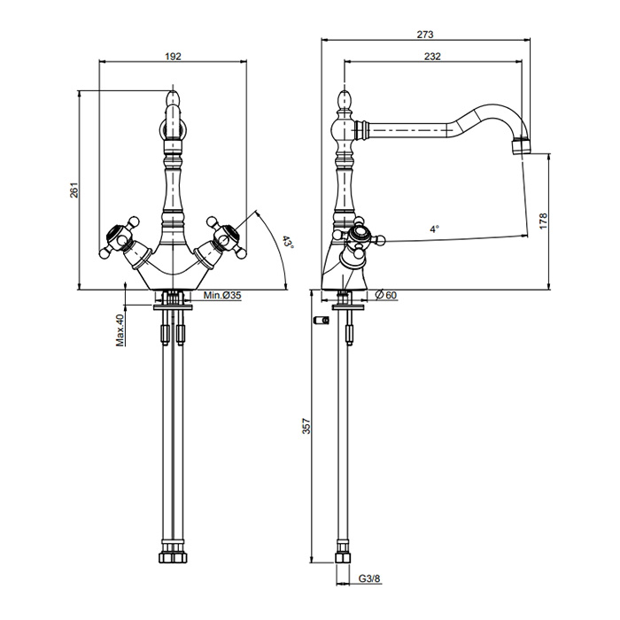 Fima Carlo Frattini Kitchen Смеситель для кухни, поворотный излив 23,2 см, цвет: gold F5087OR