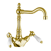 Fima Carlo Frattini Herend Смеситель для раковины, с донным клапаном, излив 18,4 см, цвет: gold F5411CBOR