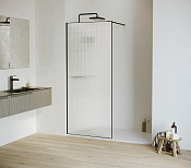 RGW Душевое ограждение walk-in, Easy Clean 60х195h см, стекло рифленое 8 мм, цвет: черный матовый 06100806-154