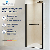 RGW Passage Душевая дверь в нишу, Easy Clean, 70х195h см, стекло прозрачное 6 мм, цвет: черный мат. 020810307-14