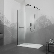 RGW Душевое ограждение walk-in, Easy Clean, 80х195h см, стекло прозрачное 6 мм, цвет: черный мат. 351005188-14