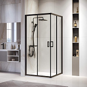 RGW Passage Душевой уголок 80х80х195h см, Easy Clean, стекло прозрачное 6 мм, цвет: черный матовый 03083988-14