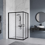 RGW Passage Душевой уголок 80х120х195h см, Easy Clean, стекло прозрачное 6 мм, цвет: черный матовый 030824682-14
