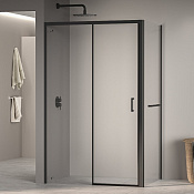 RGW Passage Душевой уголок 150х80х195h см, Easy Clean, стекло прозрачное 6 мм, цвет: черный матовый 3508177158-14