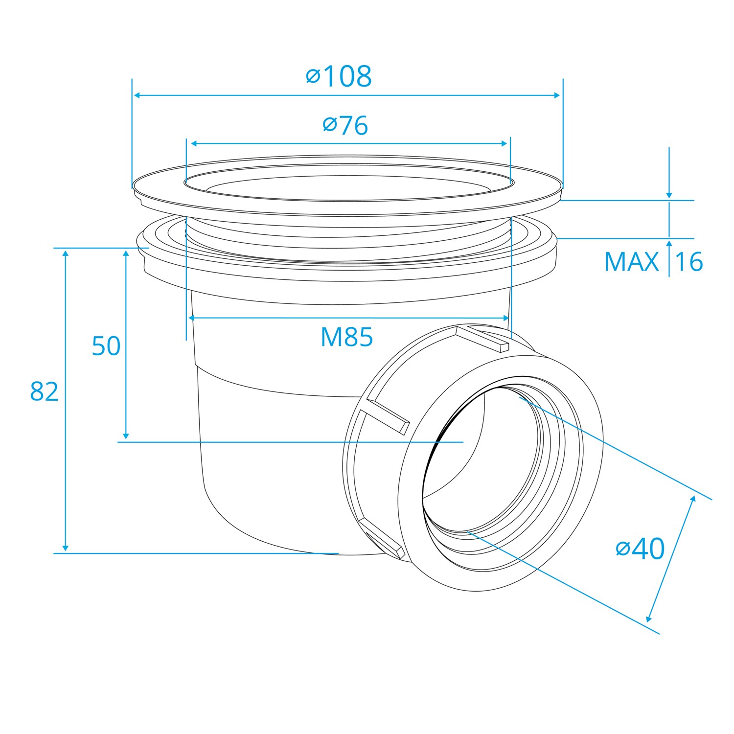 RGW Сифон для поддона, цвет: нержавеющая сталь 502411101-03