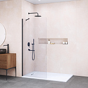 RGW Душевое ограждение walk-in, Easy Clean, 60х195h см, стекло прозрачное 8 мм, цвет: черный мат. 351011006-14