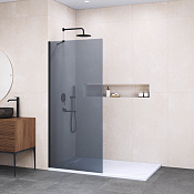 RGW Душевое ограждение walk-in, Easy Clean, 80х195h см, стекло тонированное 8 мм, цвет: черный мат. 351011008-34