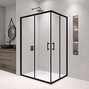 RGW Passage Душевой уголок 80х120х185h см, Easy Clean, стекло прозрачное 6 мм, цвет: черный матовый 020814682-14