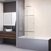 RGW Screens Шторка на ванну, Easy Clean, 100х150h см, стекло прозрачное 6 мм, цвет: хром глянцевый 03114410-11