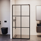 RGW Душевое ограждение walk-in , Easy Clean, 90х200h см, стекло прозрачное 8 мм, цвет: черный мат. 32101190-84