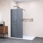 RGW Душевое ограждение walk-in, Easy Clean, 60х195h см, стекло тонированное 6 мм, цвет: черный мат. 35100206-34