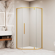 RGW Stilvoll Душевой уголок 90х90х195h см, Easy Clean, стекло прозрачное 6 мм, цвет: золото брашир. 32328199-16