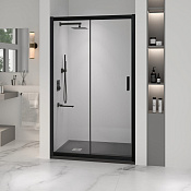 RGW Passage Душевая дверь в нишу, Easy Clean 130х195h см, стекло матовое 6 мм, цвет: черный матовый 350801613-24