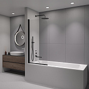 RGW Screens Шторка на ванну, Easy Clean, 80х150h см, стекло прозрачное 6 мм, цвет: черный матовый 411110908-14