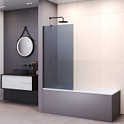 RGW Screens Шторка на ванну, Easy Clean 80х150h см, стекло тонированное 8 мм, цвет: черный матовый 351115108-34