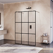 RGW Душевое ограждение walk-in, Easy Clean, 120х200h см, стекло прозрачное 8 мм, цвет: черный мат. 35101812-84
