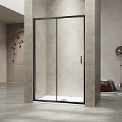 RGW Passage Душевая дверь в нишу, Easy Clean, 130х195h см, стекло прозрачное 6 мм, цвет: черный мат. 030811413-14