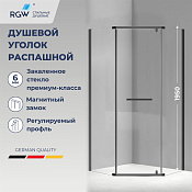 RGW Passage Душевой уголок 100х100х195h см, Easy Clean, стекло прозрачное 6 мм, цвет: черный матовый 78088300-14