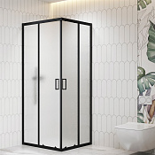 RGW Душевой уголок 80х80х195h см, Easy Clean, стекло матовое 6 мм, цвет: черный матовый 06093688-44