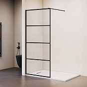 RGW Душевое ограждение walk-in универ., 80х200h см, стекло прозрачное 8 мм, цвет: черный матовый 351001980-84