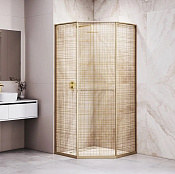 RGW Душевой уголок 100х100х200h см, Easy Clean, стекло с рисунком 8 мм, цвет: золото брашированное 33328200-266R