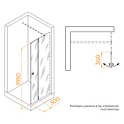 RGW Боковая стенка, Easy Clean, 30х195h см, стекло прозрачное 8 мм, цвет: золото брашированное 352207203-16