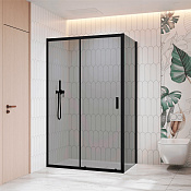 RGW Classic Душевой уголок 140х90х195h см, Easy Clean, стекло тонированное 6 мм, цвет: черный мат. 060913349-34