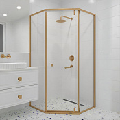 RGW Hotel Душевой уголок 90х90х195h см, Easy Clean,, стекло прозрачное 8 мм, цвет: золото брашир. 350608899-16