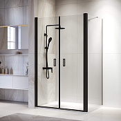 RGW Passage Душевой уголок 100х80х195h см, Easy Clean, стекло прозрачное 6 мм, цвет: черный матовый 060814408-14