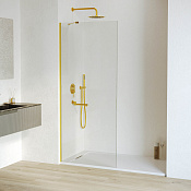 RGW Душевое ограждение walk-in, Easy Clean, 100х195h см, стекло прозрачное 6 мм, цвет: золото браш. 351010210-16