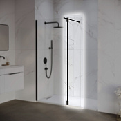 RGW Боковая стенка, Easy Clean 30х195h см, стекло прозрачное 8 мм, цвет: черный матовый 352207103-14