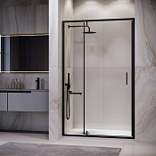 RGW Leipzig Душевая дверь в нишу, Easy Clean, 110х200h см, стекло прозрачное 6 мм, цвет: черный мат. 711210311-14