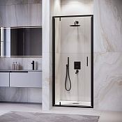 RGW Leipzig Душевая дверь в нишу, Easy Clean, 90х195h см, стекло прозрачное 6 мм, цвет: черный мат. 711210209-14