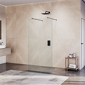 RGW Душевое ограждение walk-in, Easy Clean, 140х195h см, стекло прозрачное 8 мм, цвет: черный мат. 35101614-14